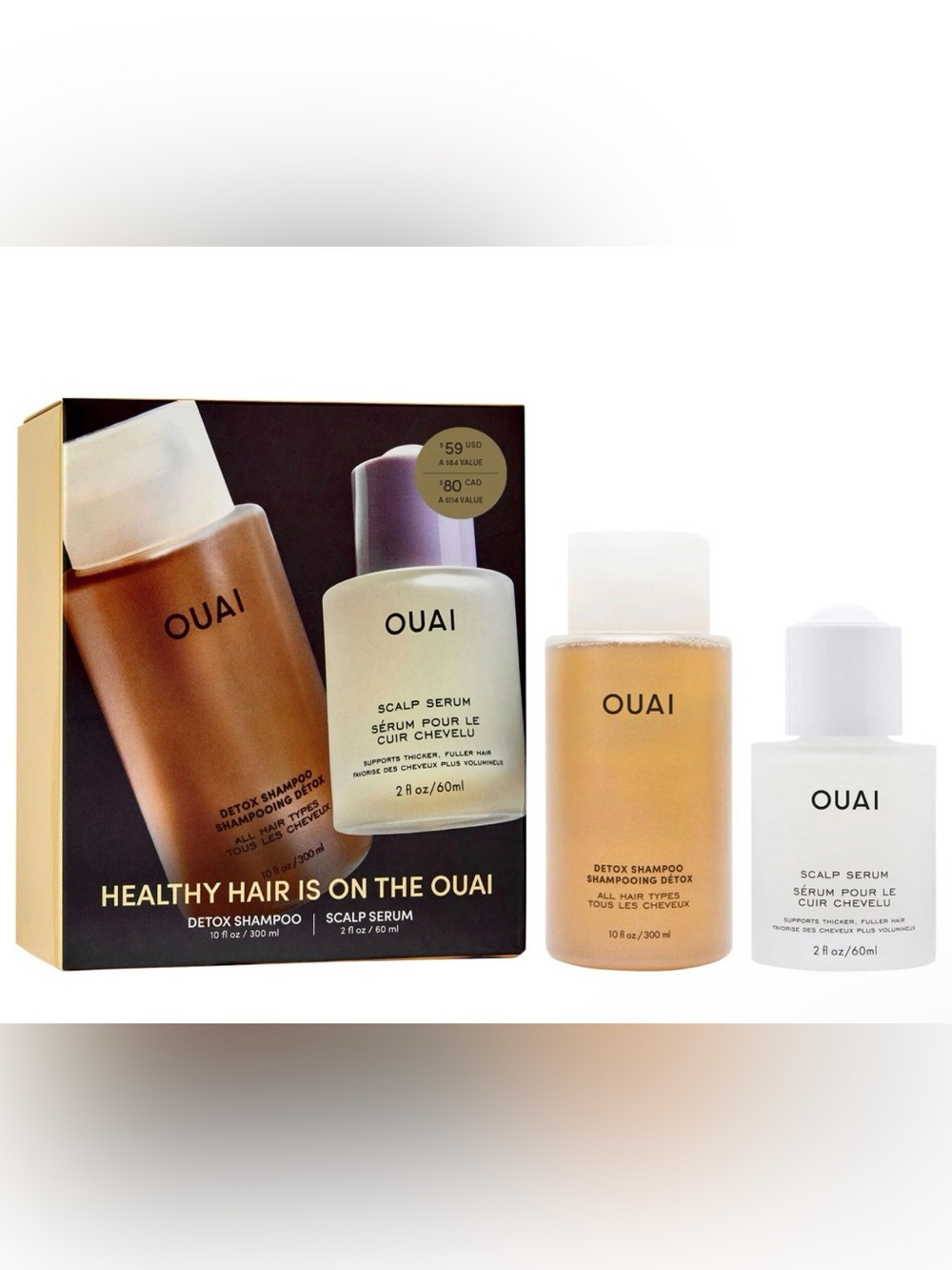 OUAI Detox Shampoo & Scalp Serum Hair Gift Set | Limited Edition | New